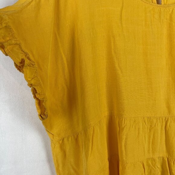 Andrée By Unit Womens Short Sleeve Tiered Mustard Yellow Blouse Size 2X - Picture 5 of 6